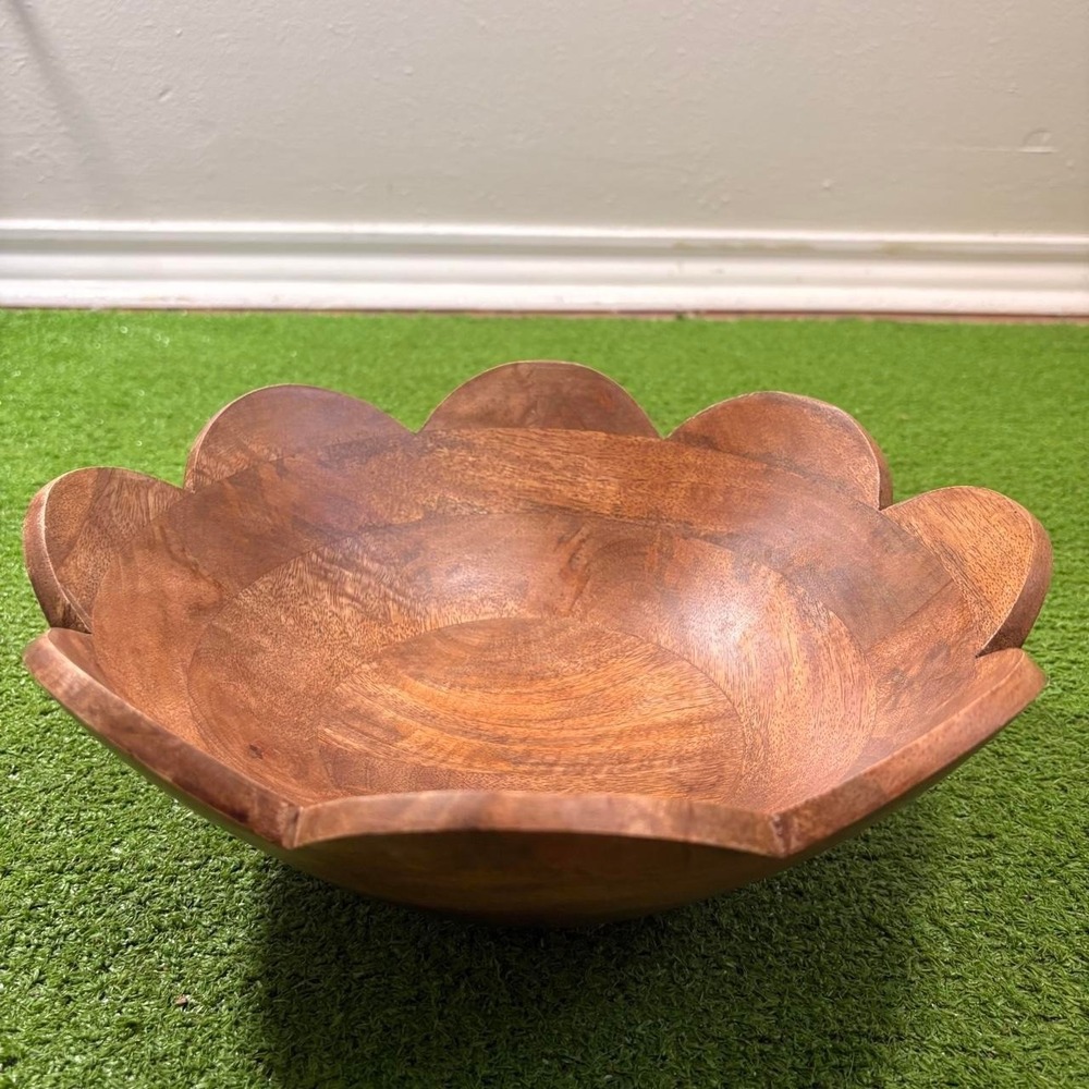 Mudpie Wooden Bowl Minimal Handwash Scalloped Floral